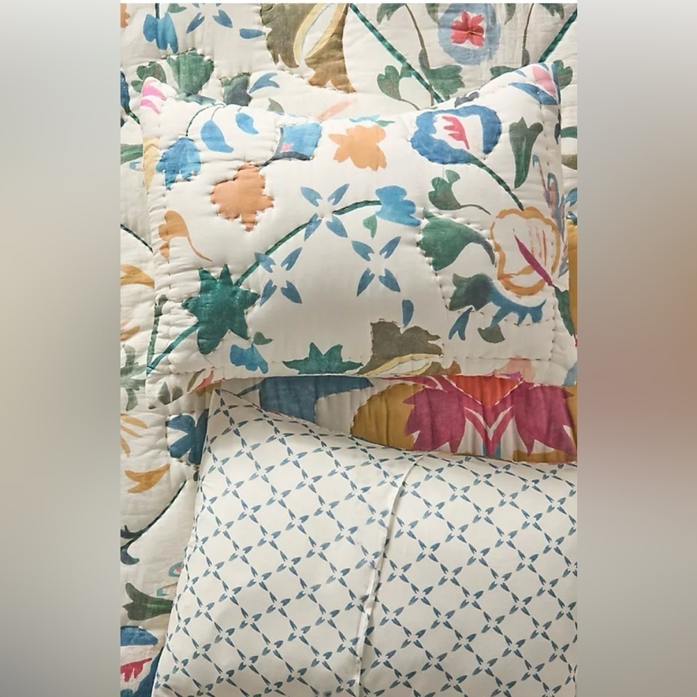 Anthropologie Sawyer Quilted Cotton Shams, Set of 2, NWT - Picture 2 of 11